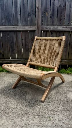 Vintage Mid-Century Hans Wegner Style Folding Rope Chair - Made in Yugoslavia