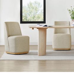 Lilibet Wingback Rolling Dining Chair With Casters