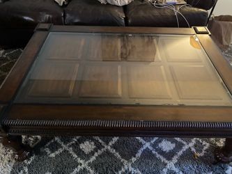 Wood and Glass Top Coffee Table