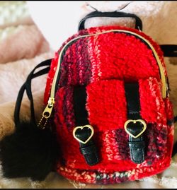 Girls plaid Sherpa mini backpack