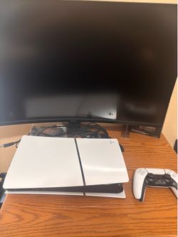 Ps5 console, controller and monitor