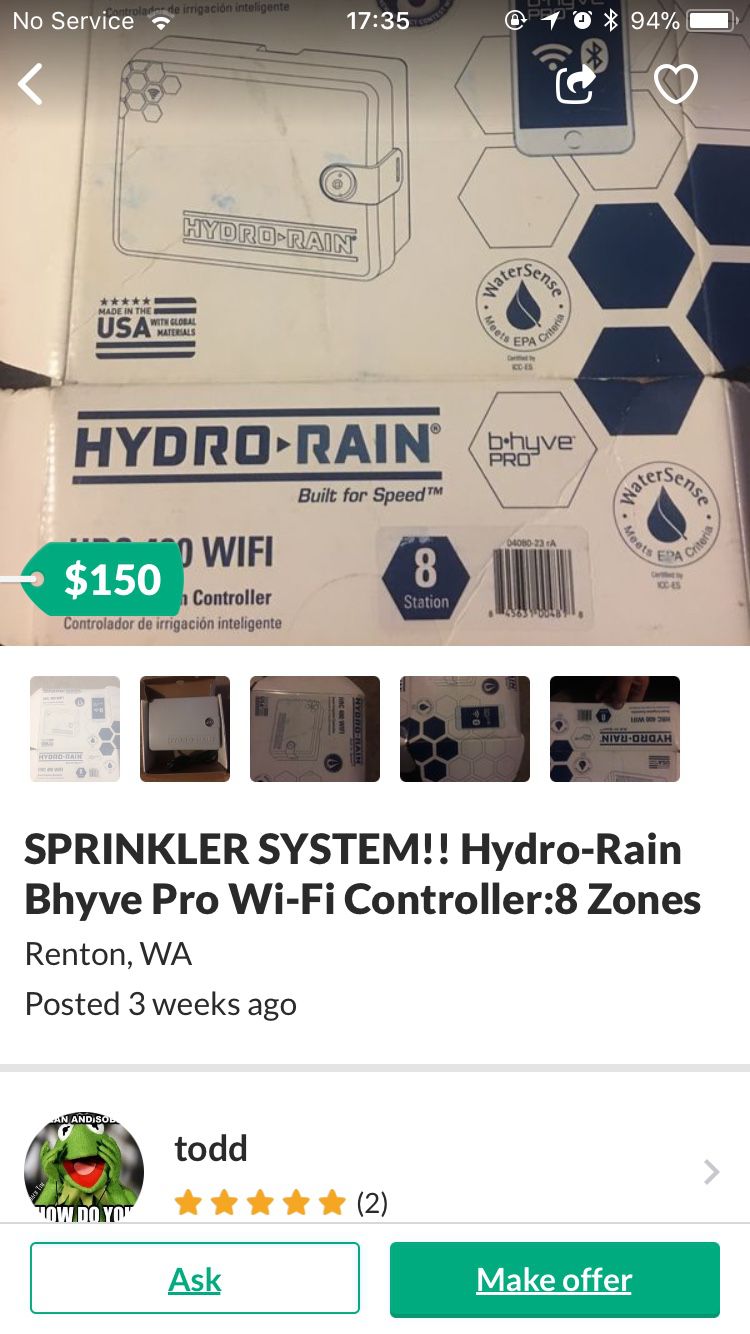 Sprinkler system: hydro-rain bhyve pro wi-fi controller 8 zones