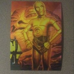 1996 Star Wars Finest Topps C-3PO Jabba The Hutt Droids #82 Movie Art Collectible Vintage Trading Card Chrome Chromium