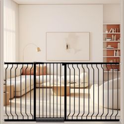 40.55" Extra Tall Baby Dog Pet Gate 57.48-74.4" Wide Indoor Black BRAND NEW