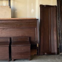 King Size Wooden Bed Including Mattress and Side Tables