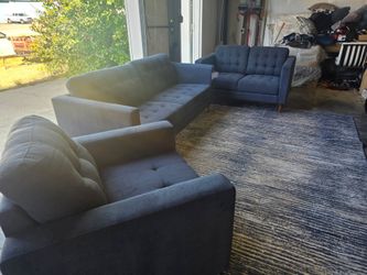 Brand New Lifestyle Midnight Blue Sofa, Loveseat & Swivel Chair Set