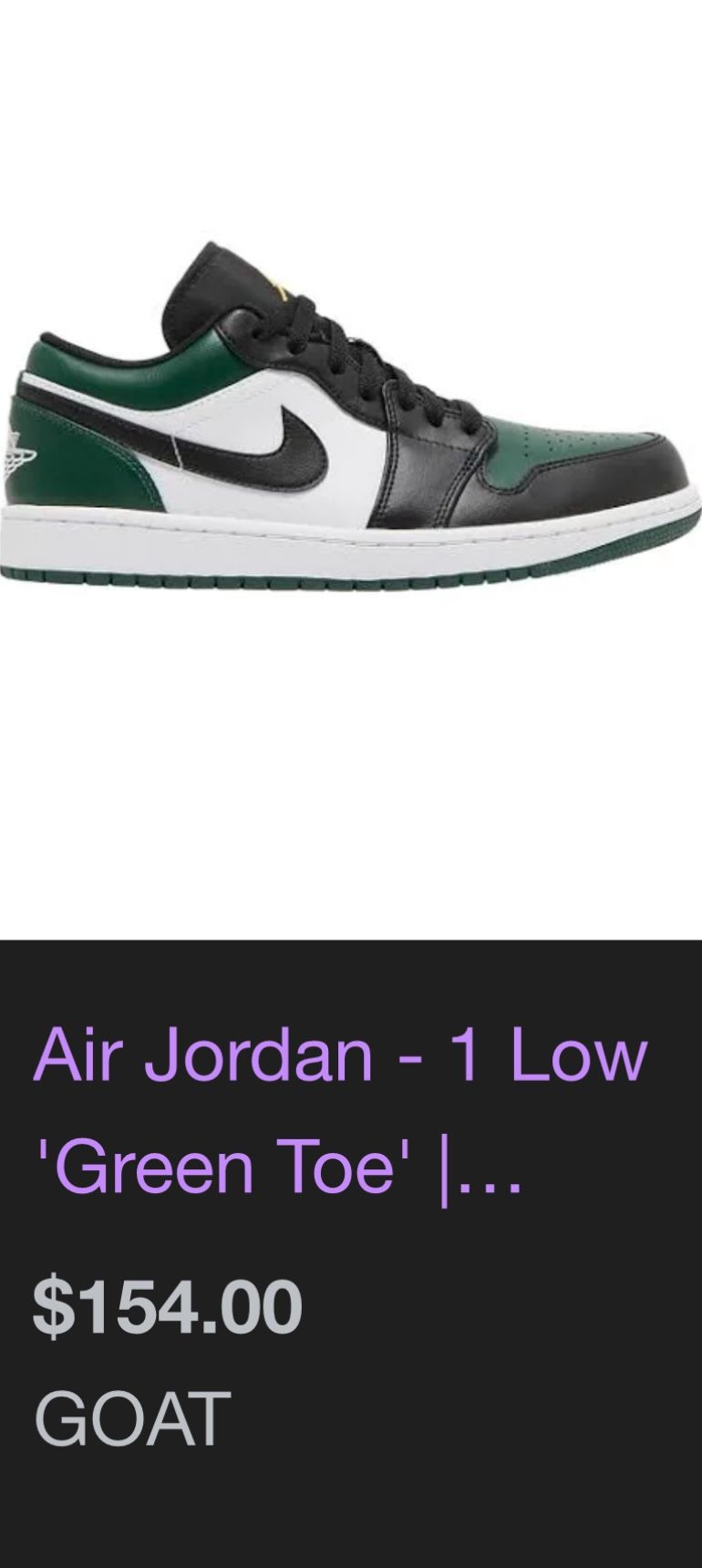 Jordan 1 Green Toe  $100