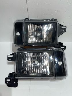 LA Zona Auto Parts 1987 to 1991 Ford Bronco F150 F250 headlights Luces Micas Calaveras Faros Focos Luz Light Black