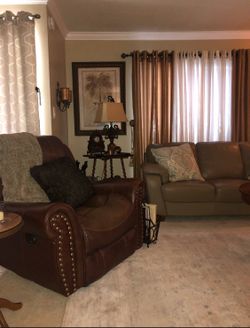 Leather, beautiful couch and brown leather recliner for sale