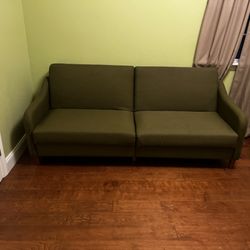 Moss Green Futon Sofa / Split Side Couch-Bed
