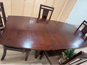 Solid wood dining table with 5 chairs