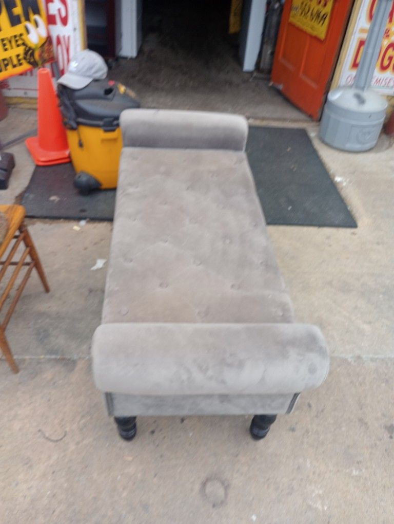 Microfiber Gray Bench With Storing Compartment