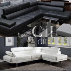 NEW! BLACK OR WHITE Modern Leather Sectional Sofa Couch