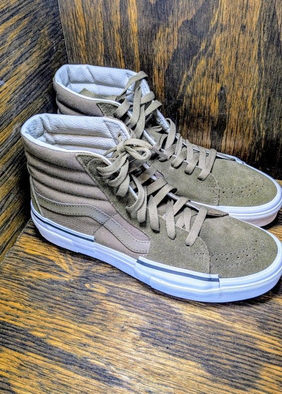 Vans Sk8 Hi Rearrange Suede Canvas High Top Skate Shoes Brown