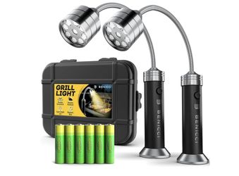 LED BBQ Grill Lights Set of 2 - The Perfect Grilling Accessories Light with 360-Degree Magnetic Base and Gooseneck - 100% Portable Weatherproof Outdoo