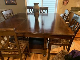 High Wood Dining Table Set