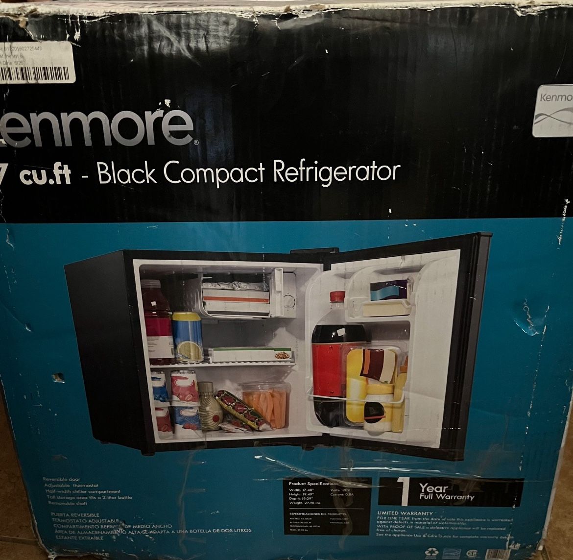 Kenmore 1.7 cu-ft Refrigerator - Black: Compact Dorm Fridge, Energy Star, Reversible Door, Adjustable Thermostat