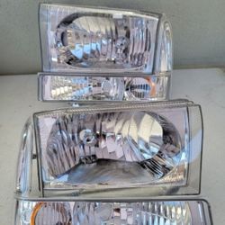 99-04 Ford F250 F350 F450 F550 Super Duty 00-04 Excursion Headlights Luces Faros Calaveras Micas Faroles Headlamps 