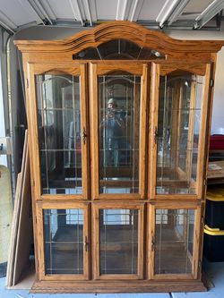 Oak Hutch / Curio Cabinet
