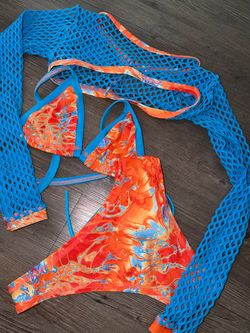 3-Piece Bikini Set with Mesh Cover-Up