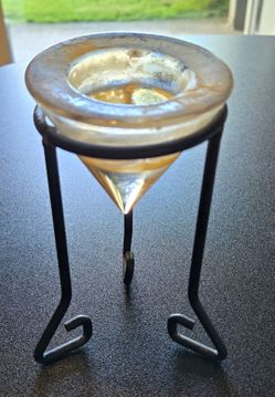 Metal and glass candle holder
