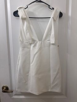 Zara White Mini Dress with Tie Shoulders