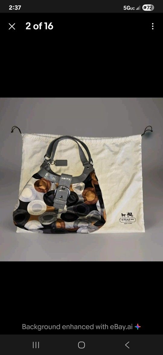 Coach Satin Hobo Purse Handbag Med