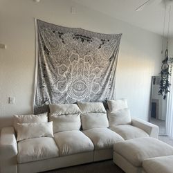 123.24” Beige Sofa Couch