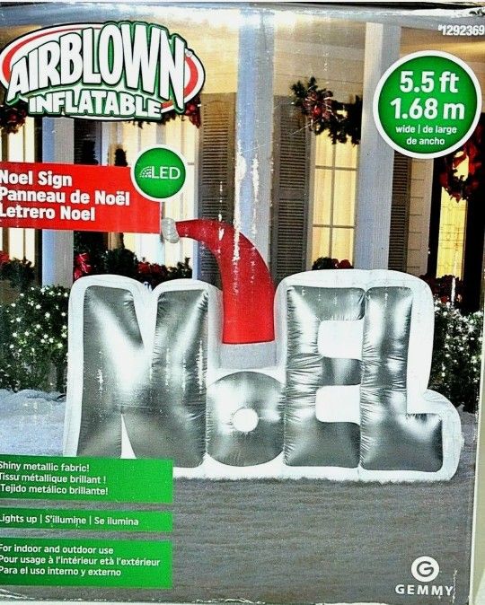 NOEL” 5.5 ft Airblown Christmas Inflatable with LED light Shiny Metallic Fabric