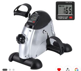 Mini Exercise Bike, himaly Under Desk Bike Pedal Exerciser Portable Foot Cycle Arm & Leg Peddler Machine with LCD Screen Displays (Silver and Black)