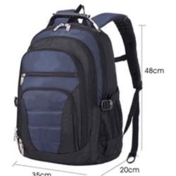 Navy Blue Heavy Duty Laptop Backpack, Large Computer Bag Back Pack 15.6 Inch Travel Backpack Laptop Compartment School College Backpack USB Charge 