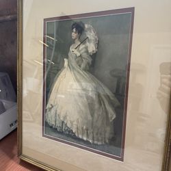 Antique Victoria Woman Portrait Painting Framed And Signed