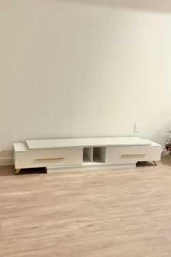 Expandable White TV Console (Up to 90" Inch TV)