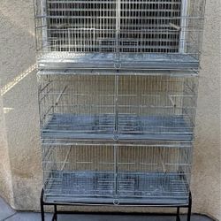 4 Of No Rust Zinc Breeding Breeder Bird Flights Parrot Cages With Stand 