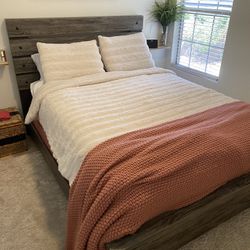 Matching Gray Bed Frame and Dressers 