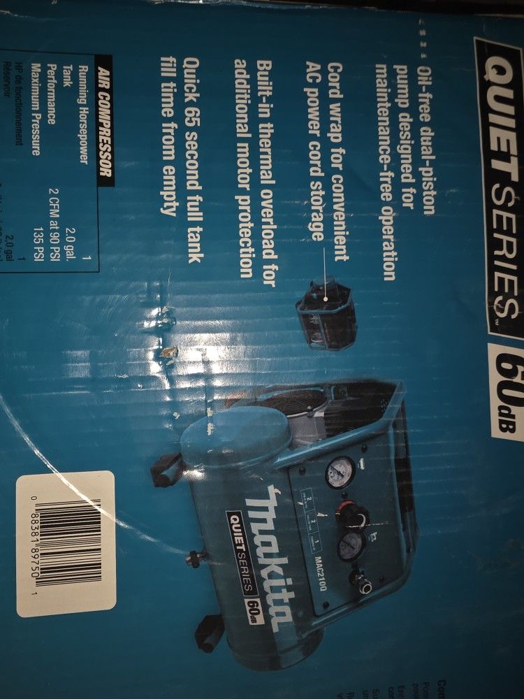 Makita Quiet Series 1 HP, 2 Gallon, Oil-Free, Electric Air Compressor............no Lowballers Please