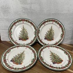 Christopher Radko Traditions Holiday Celebrations Ceramic Dinner Plates - Set 4