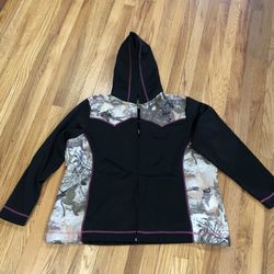 Roper Black Stretch Fleece And Camo Hooded Jacket