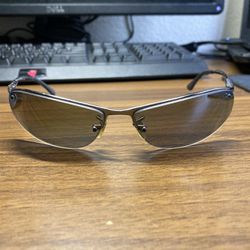 RayBan Top Bar Sunglasses RB3179 Polarized Silver Gunmetal Frame Half Rim 004/82