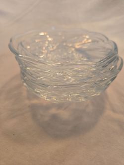 Set of 6 Vintage Clear Swirl Glass Saucers / Coasters - Scalloped Edge