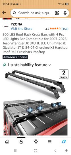 Roof Rack Cross Bars with 4 Pcs LED Lights Bar  for jeep