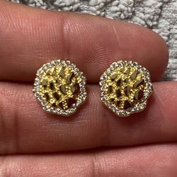 Gold Plated Nugget Earrings 