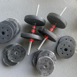 Dumbbell Set With Extension For Barbell ~ 64 lbs Total