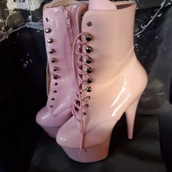 Pleaser Baby Pink Stelleto Boots