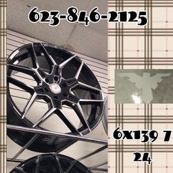 Gloss Black & Machined Split-Spoke Wheels ​Size & Fitment: 24" | 6x139.7 Bolt Pattern (Fits Chevy, GMC, Cadillac trucks & SUVs) ​Style: Aggressive glo