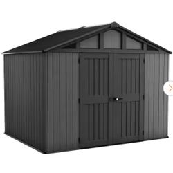 Stronghold 2.0 10 ft. W x 8 ft. D Durable Resin Plastic Storage Shed with Flooring Grey 74 sq. ft.