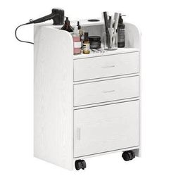 Free 🎁with purchase New Salon Station, Storage Cabinet with 2 Drawers & Large Cabinet, White