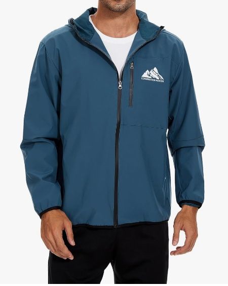 Conurbation Men's Cycling Running Rain Jacket Lightweight Waterproof Biking Hiking Windbreaker Raincoat with Hood