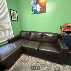 Brown Leather Sectional