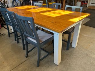 Farmhouse Dining Table with 6 Chairs